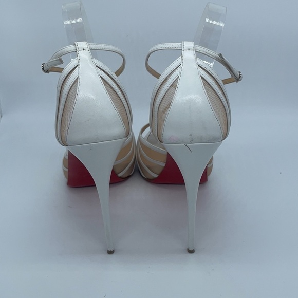 Christian Louboutin White leather Filamenta 120 Mesh Strappy heels peep toe 41.5 - Picture 5 of 9